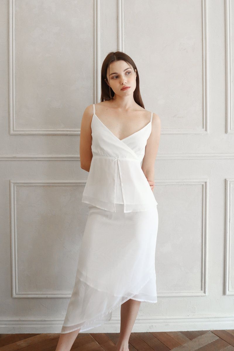 Lisha wrap long skirt (white)