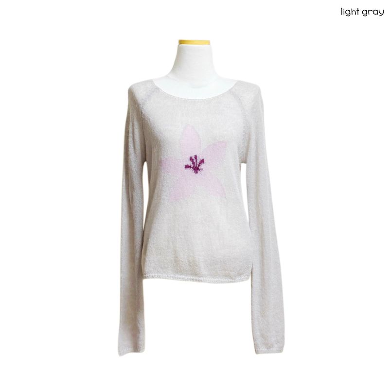 (3color) Soft Flower Sheer Wool Knit