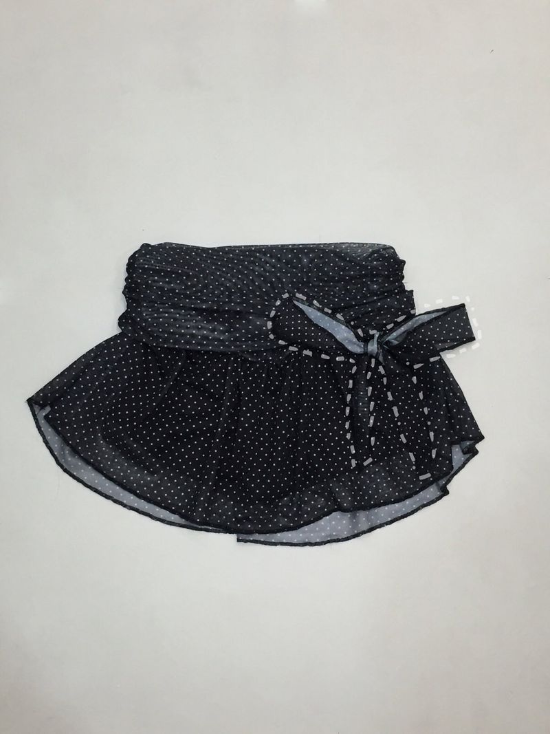Dot Ribbon Strap Skirt (Black