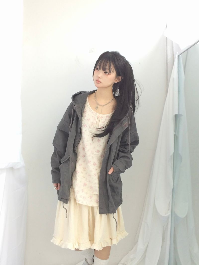 Flare cotton incision skirt