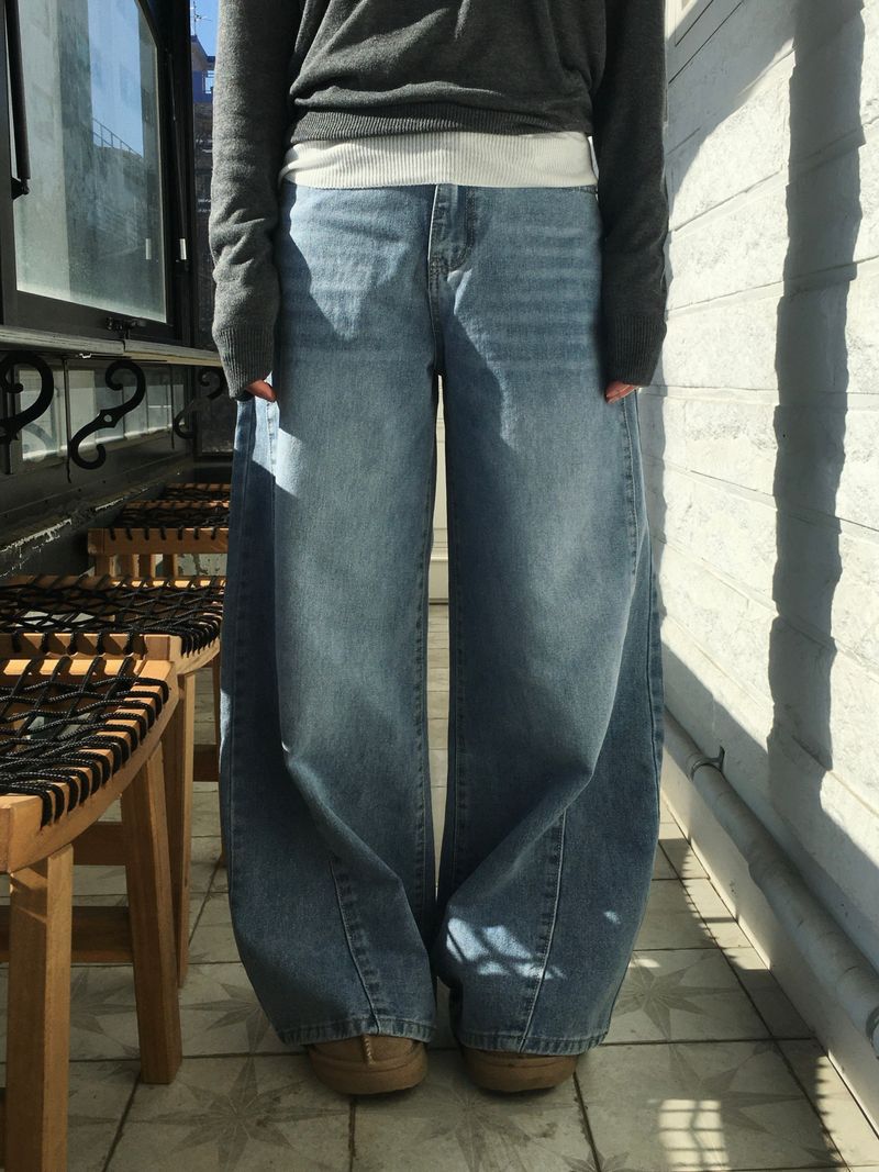 Vero Cut Washed Wide Denim (2c)
