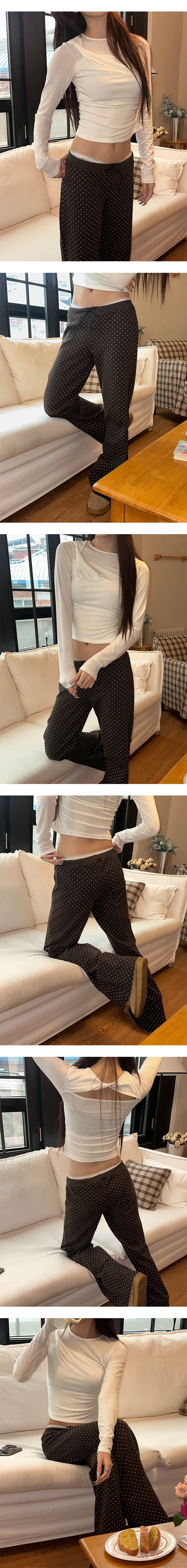 Dot row banding pants(3color)