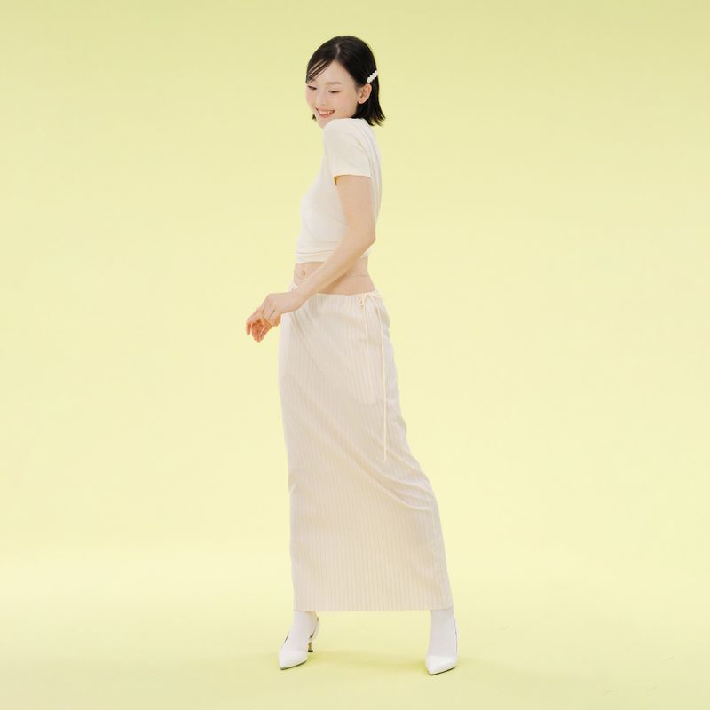 Rain stripe skirt (cream)