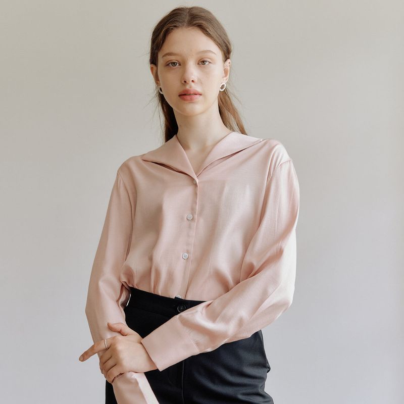 シルキーカラーシャツ / SILKY COLLAR SHIRT_PINK