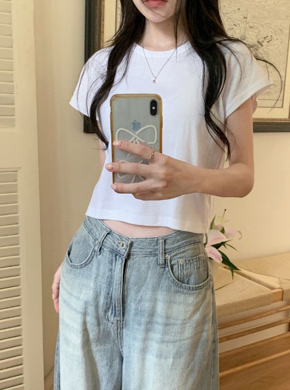 Tena Basic Short Sleeve Crop T-shirt (5color)