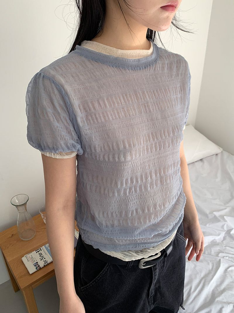 SHEER PUFF BLOUSE (4C)