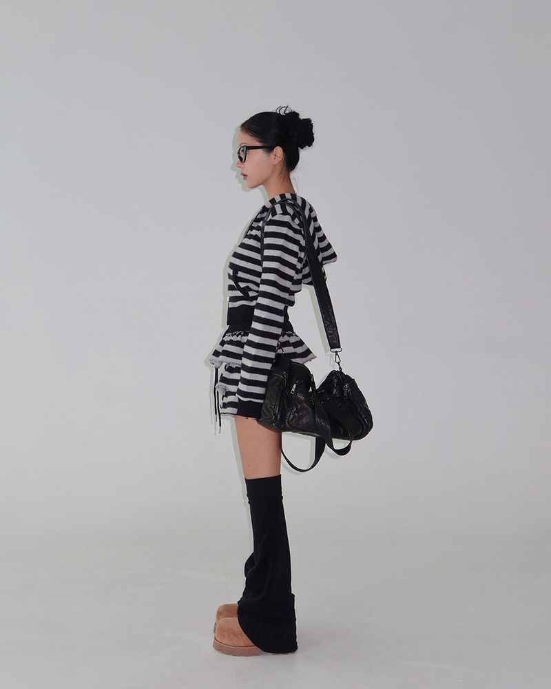 Tsuki Stripe Hooded Zip-Up Jacket