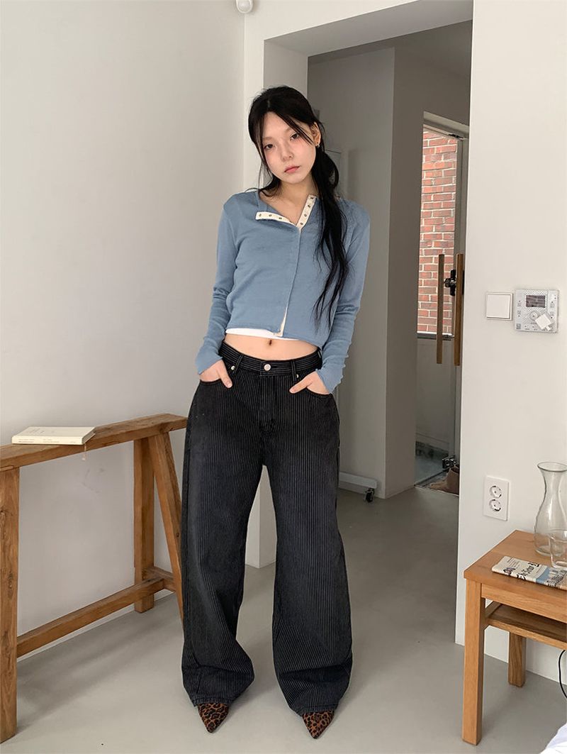 STRIPE BLACK JEANS