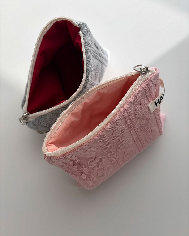 Love embo flat pouch - pink , M size