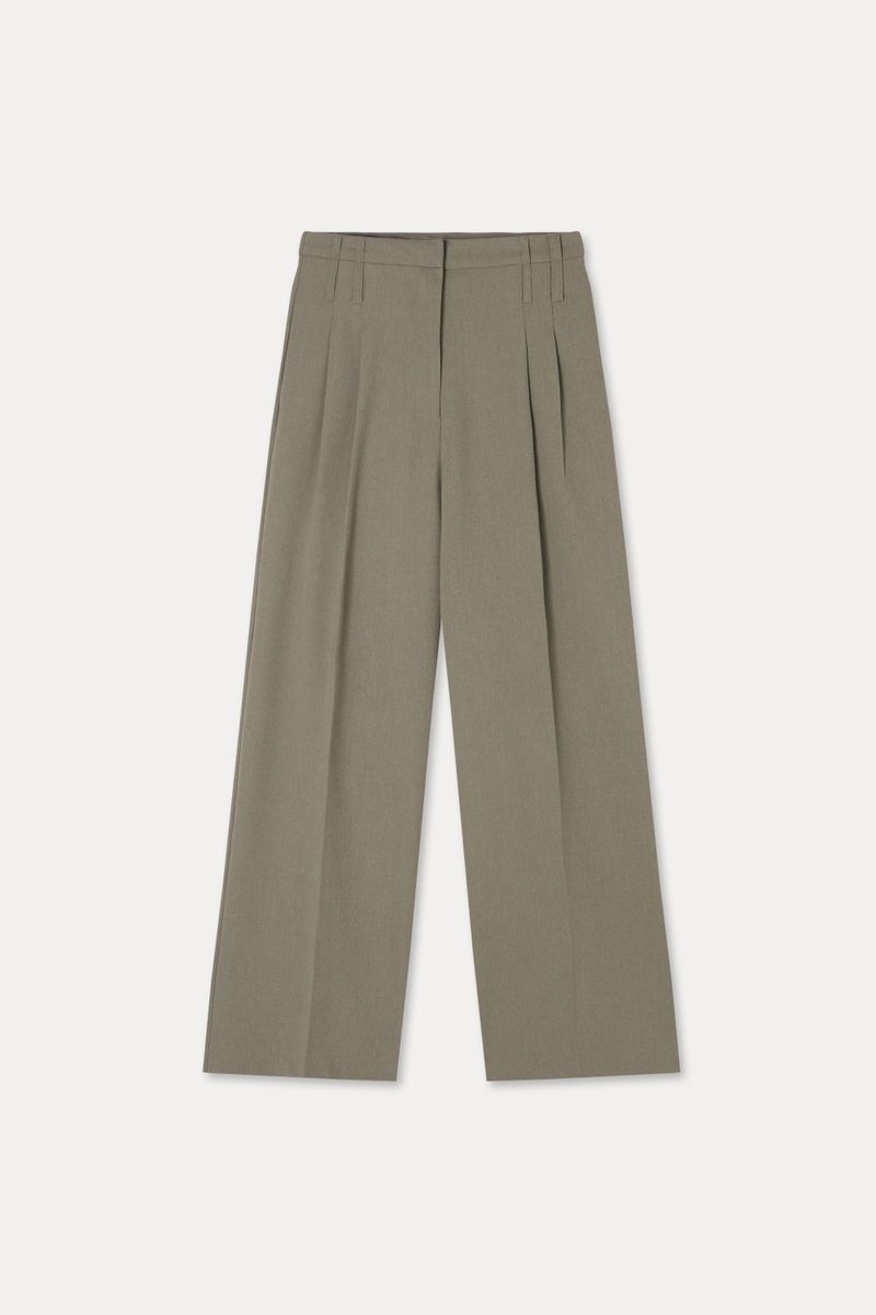 Twill Fintuck Slacks_Beige