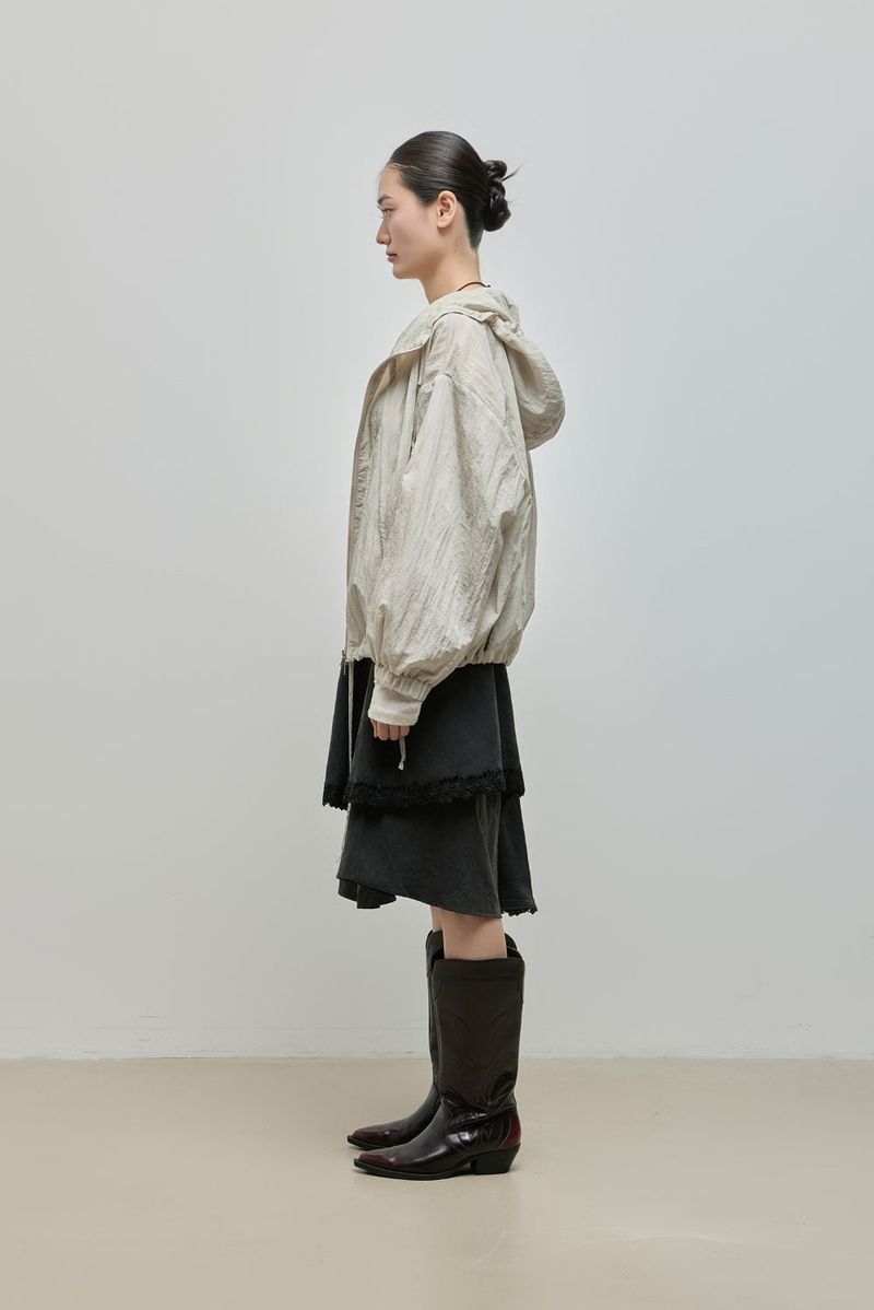 String Hoodie Windbreaker_Beige