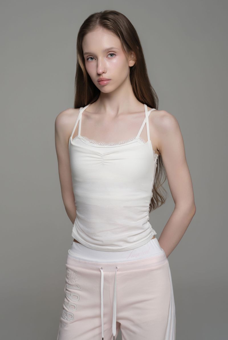 Strawberry milk sleeveless top, White
