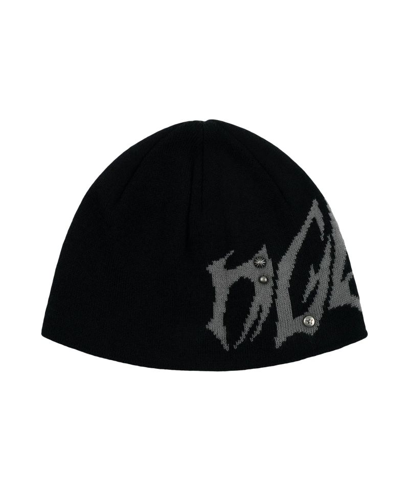 TRIBAL MGD STUD KNIT BEANIE_BLACK