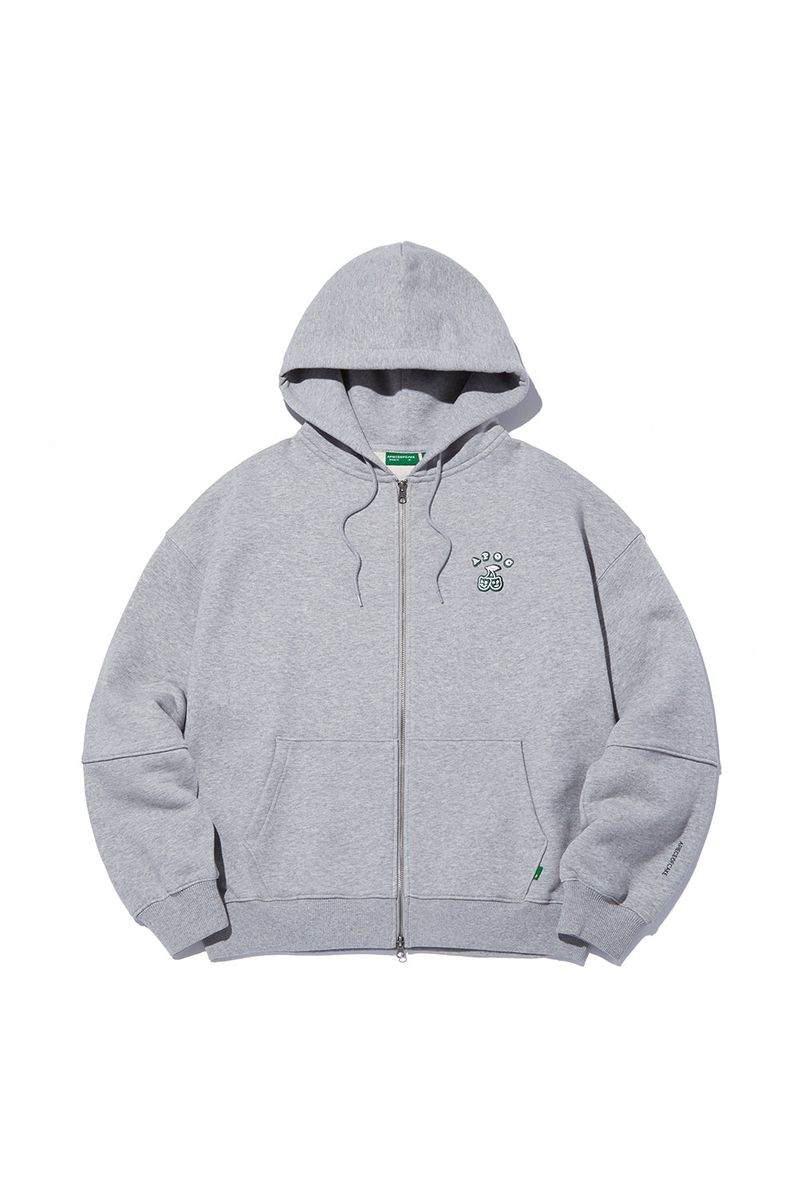 Cherry Bear Hood Zipup_Grey