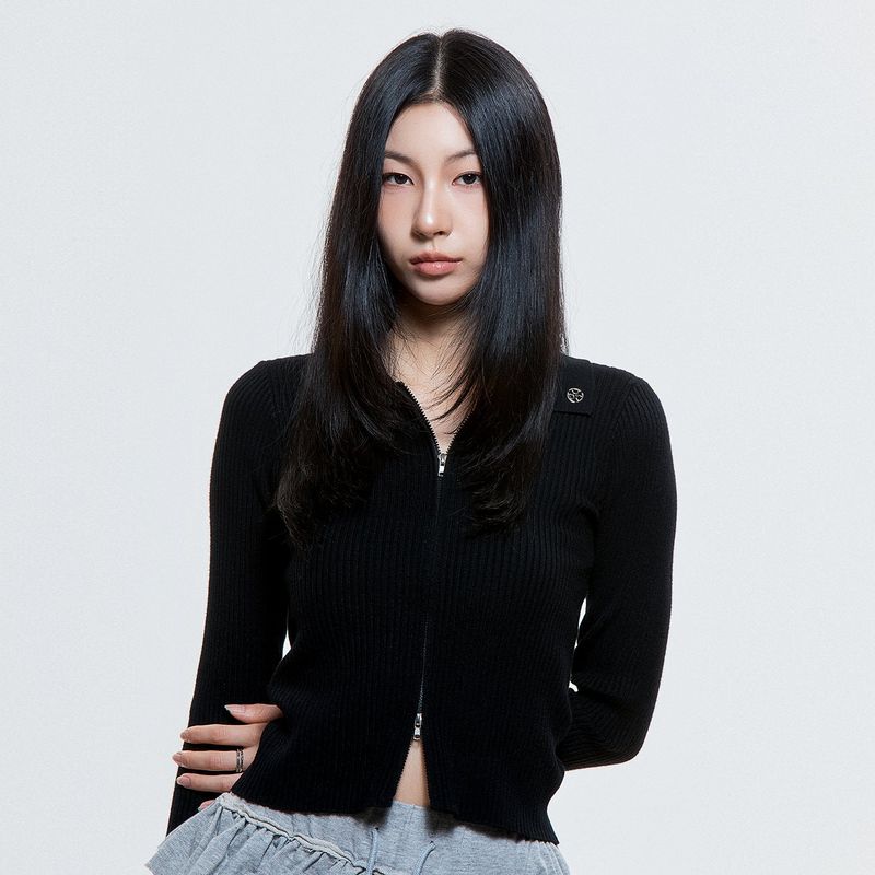 (DUC) Zip-Up Cardigan Black