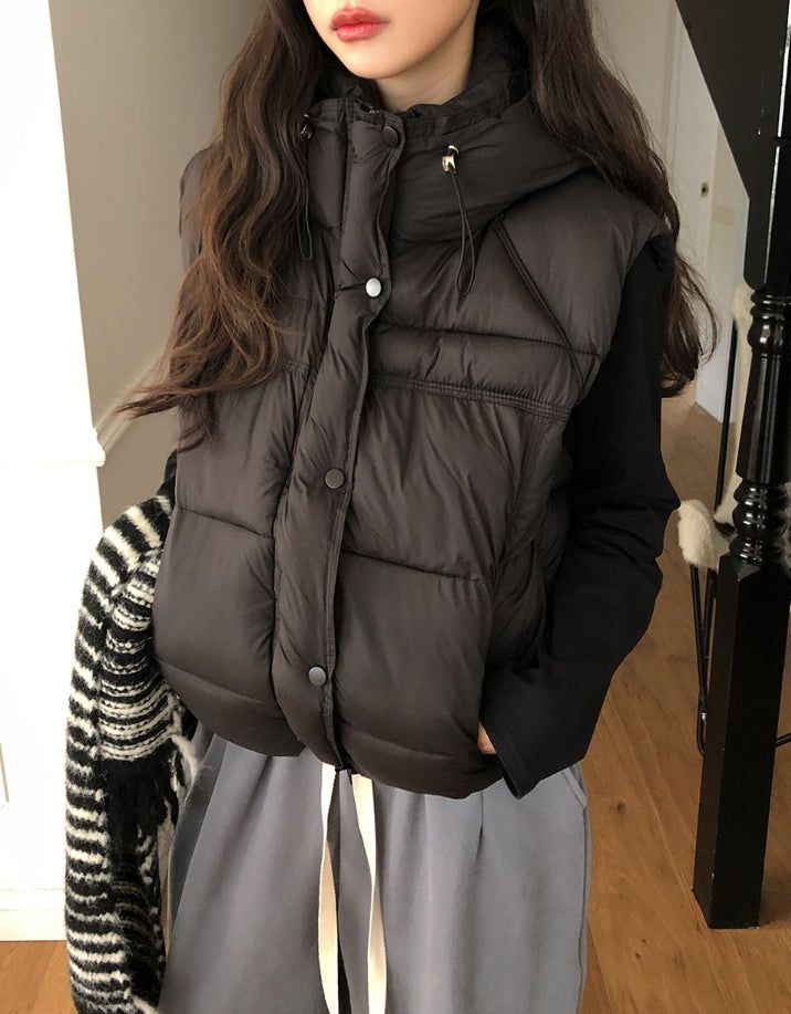 Miley String Hooded Vest Padded