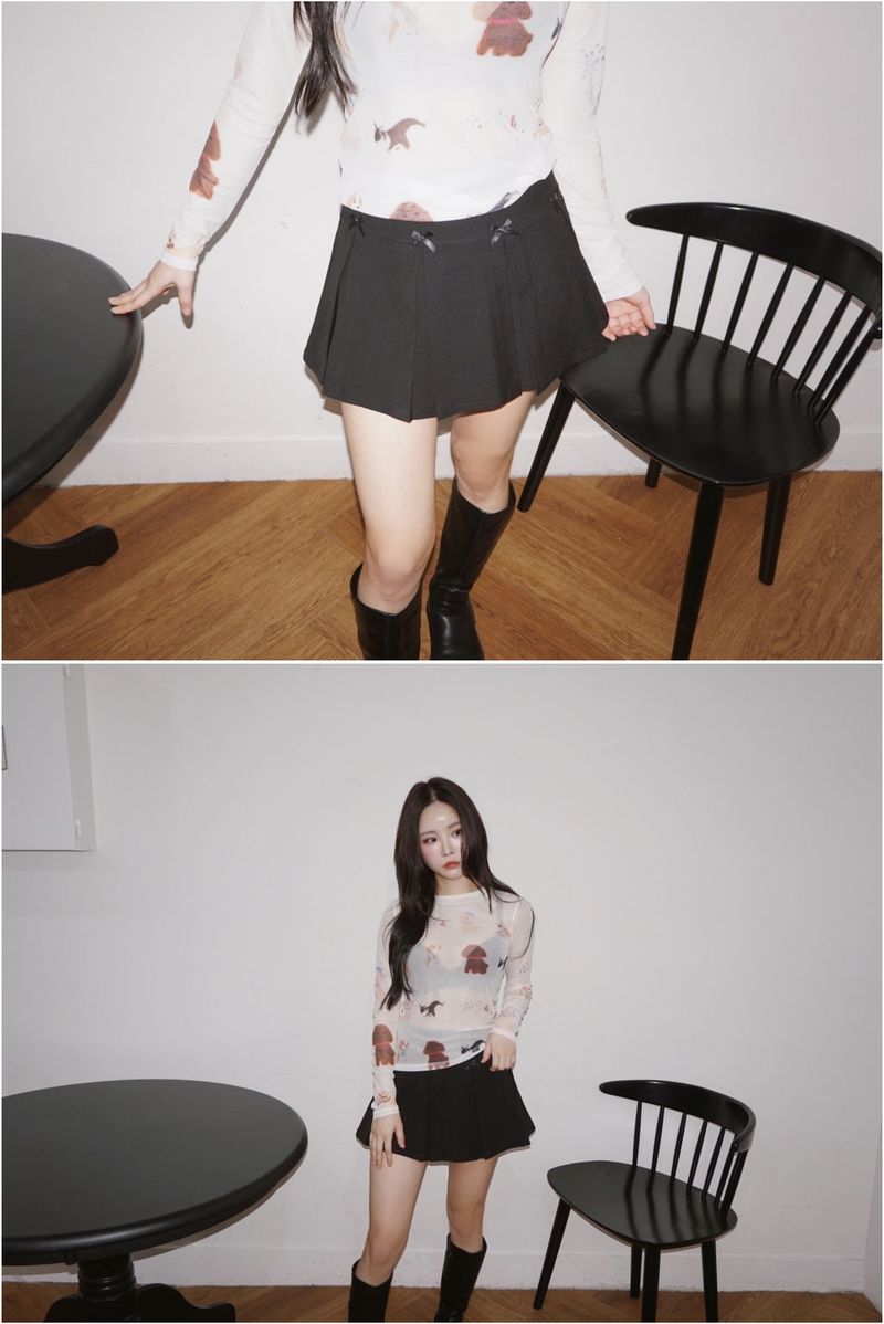 Bow Pleats A-line Skirt