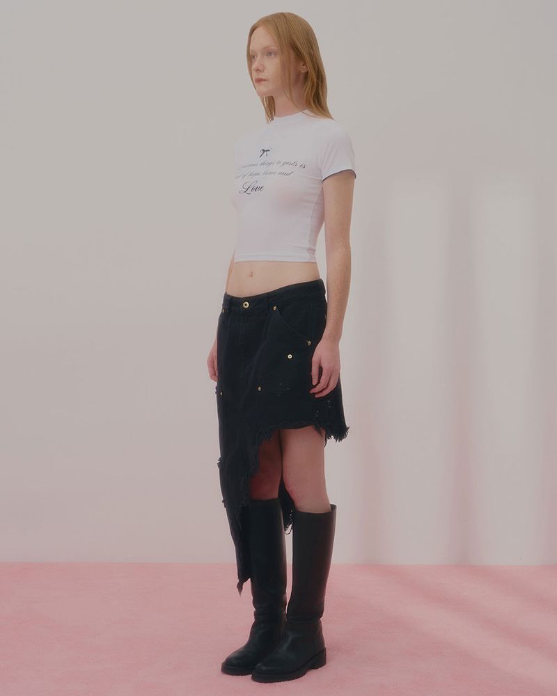 LOVE LACE CROP TSHIRT-WHITE