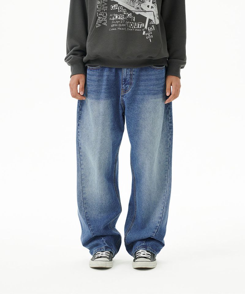 BACK LOGO WASHED DENIM PANT
