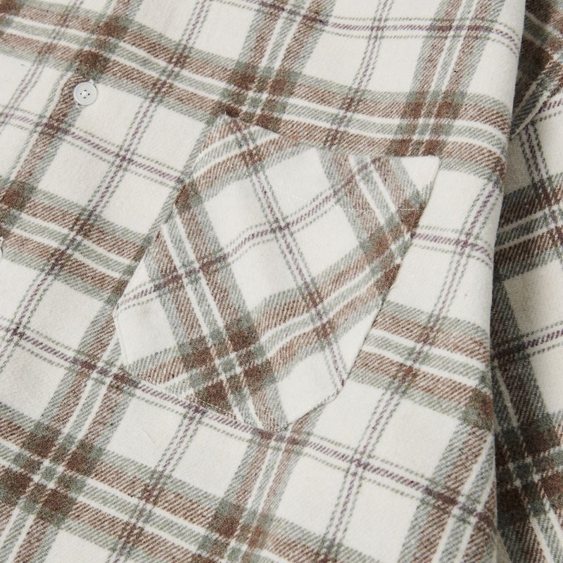 Loose wool check shirts Beige