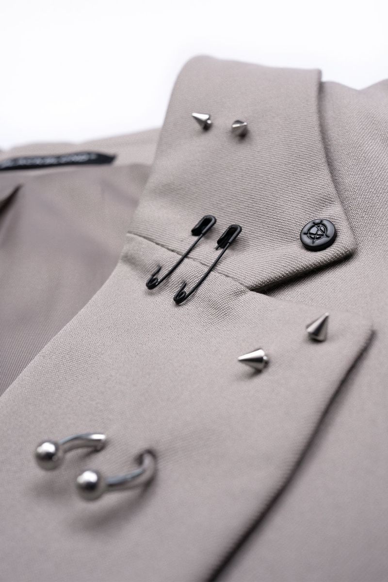 BBD Graffiti Logo Piercing Blazer (Beige Gray)