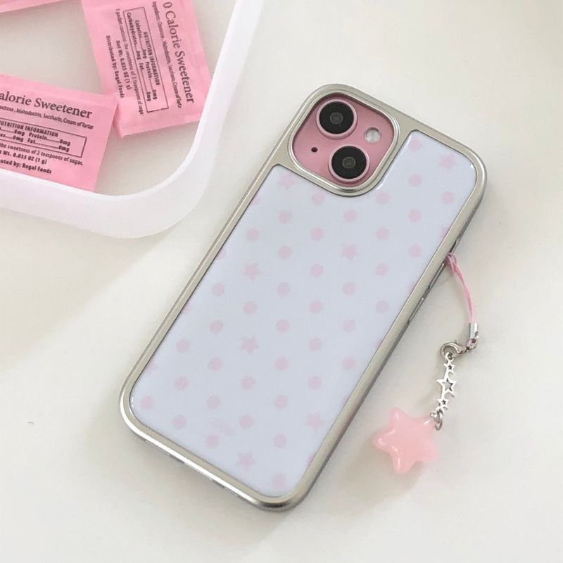 PINK DOT&STAR Silver Epoxy Case