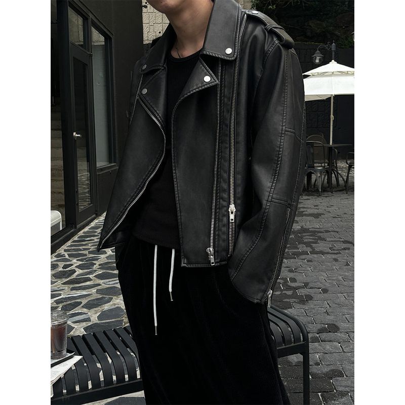 [F/W] Washed crop rider jacket