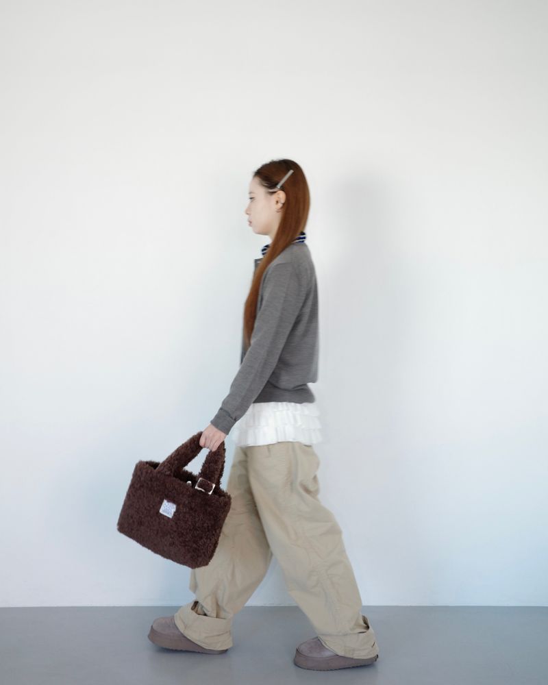 Teddy mini fur bag _ dark brown