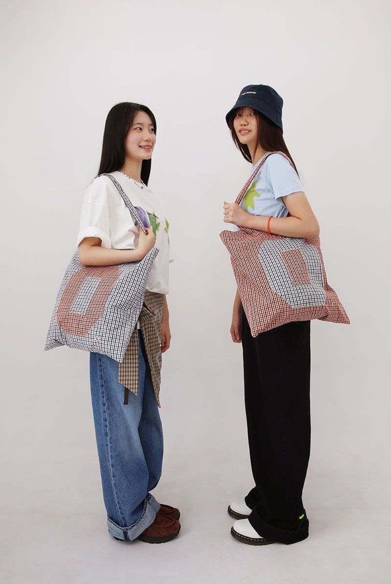 0 Applique Check Eco Bag / Green