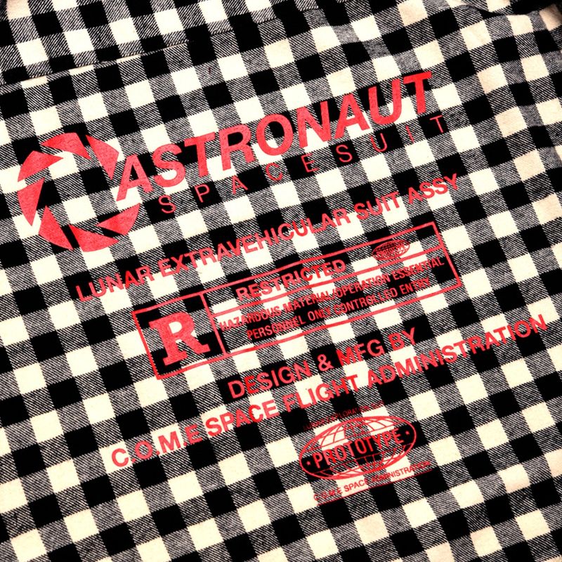 [UNISEX] Oversized Drawstring Checked Shirt (BLACK)