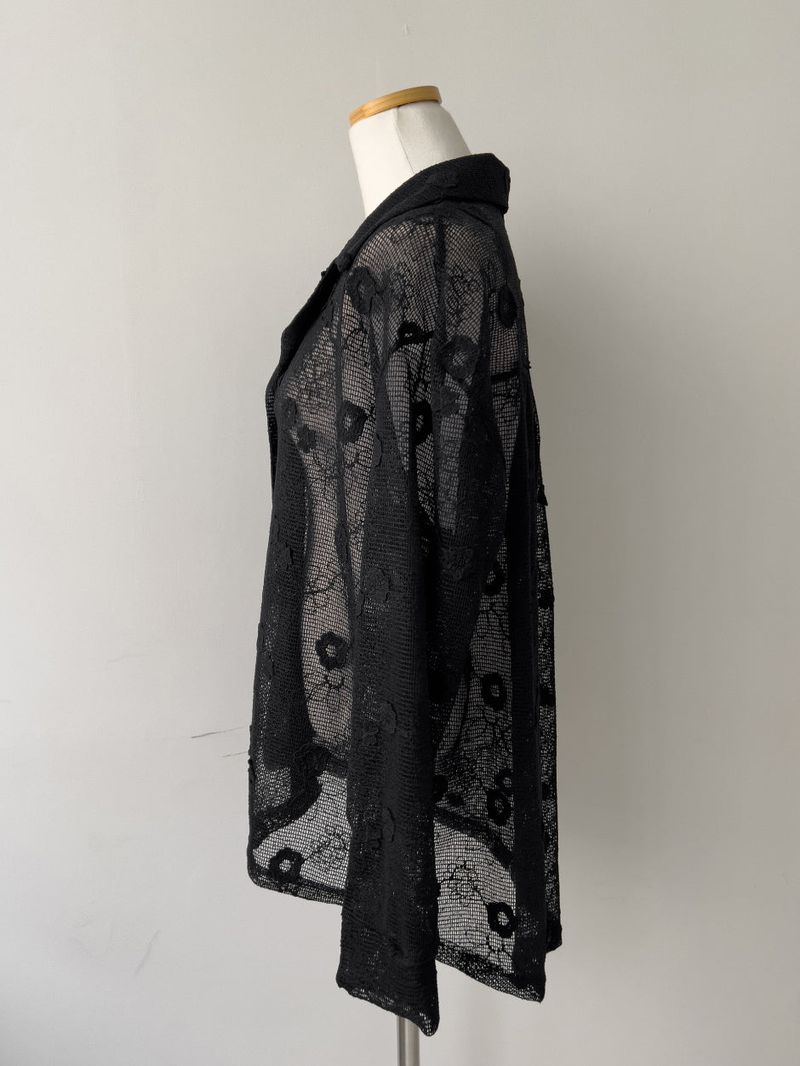 Flower Net Collar Neck Shirt