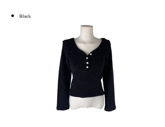Gato Button Slim Brushed Long Sleeve T-Shirt