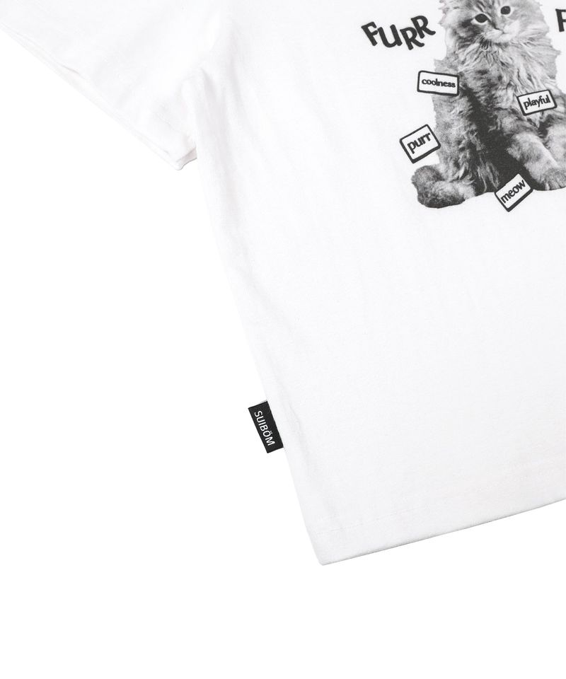 FURR EVER FRIEND Crop T-Shirt in Off White