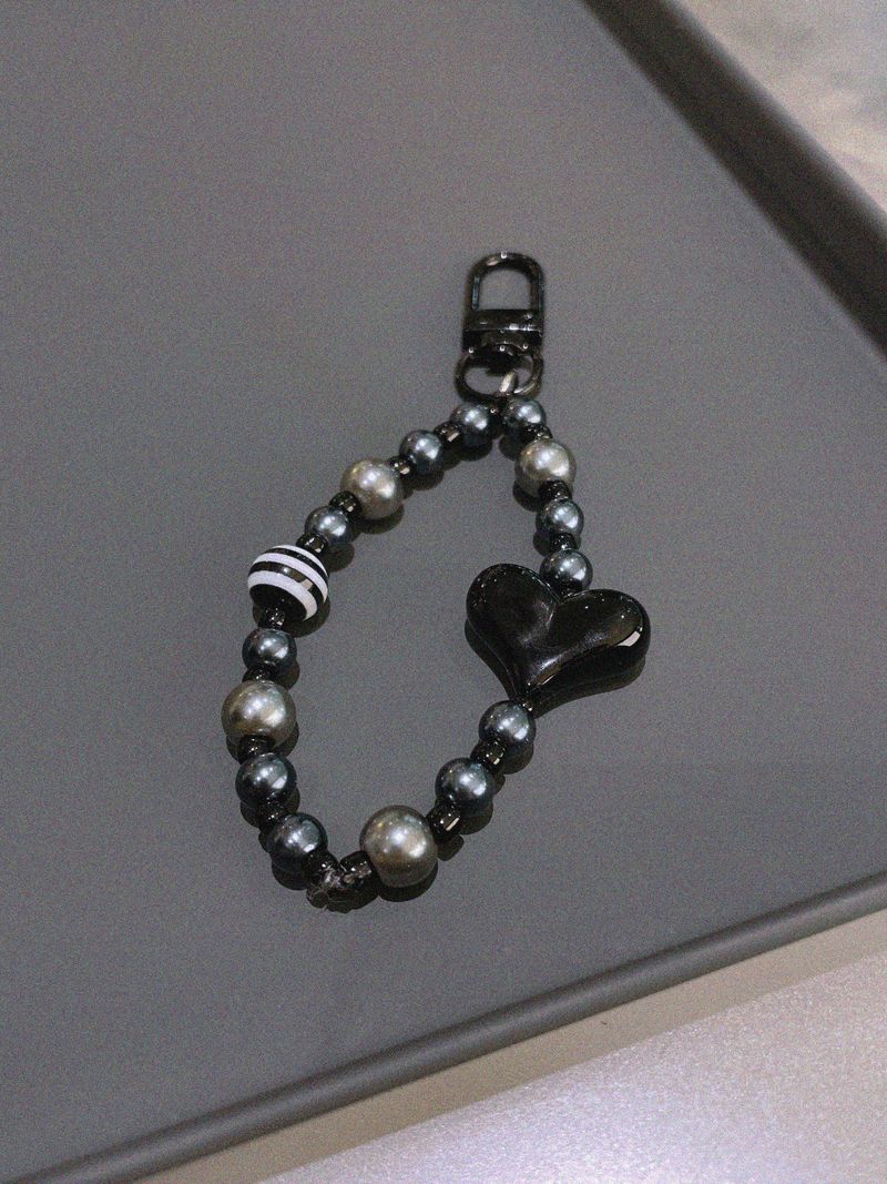 Black Heart Beads Key-ring