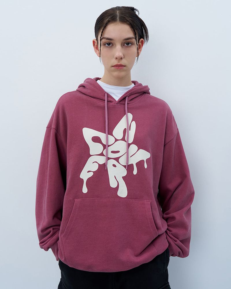 MELTING STAR LOGO PIGMENT HOODIE-PURPLE