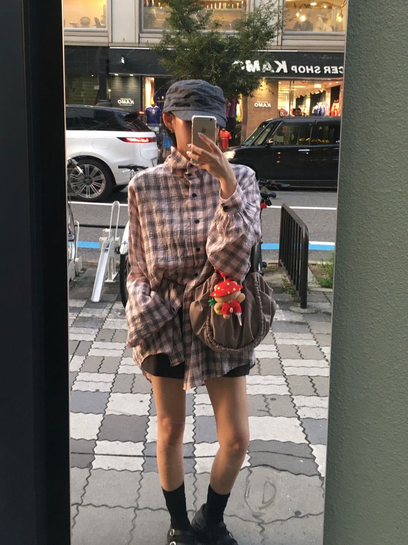 Hyper High-Neck Over Check Shirt (2c)