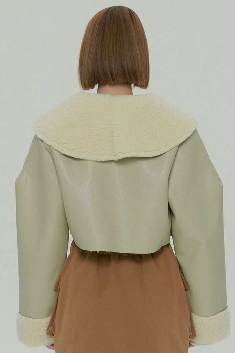 CROP SHEARLING JACKET / IVORY