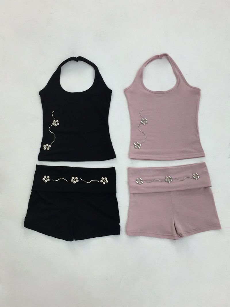Flower Stud Fold Shorts(Skirt)