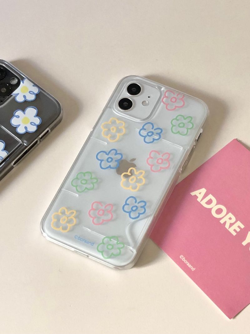 bora and(ボラアンド)の「Soft flower card case _ Clear hard (iphone case)(Smartphone Accessories)」