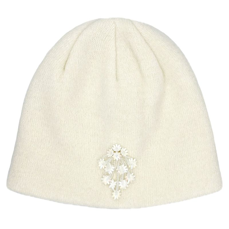 Drop Beads Angora Short Beanie [Ivory]