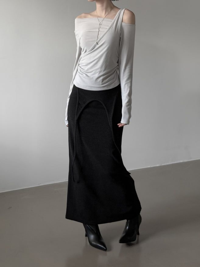 Janet two-way slit long skirt