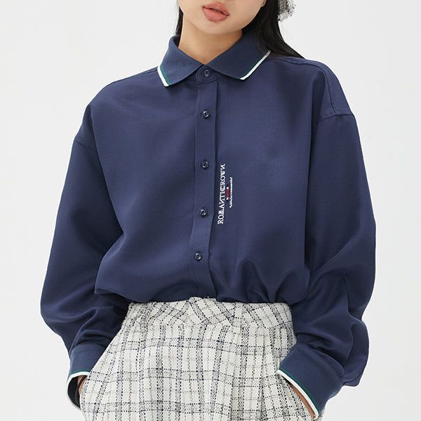 ROMANTIC CROWN(ロマンティッククラウン)の「END LINE POINT SHIRT_NAVY(Tops)」