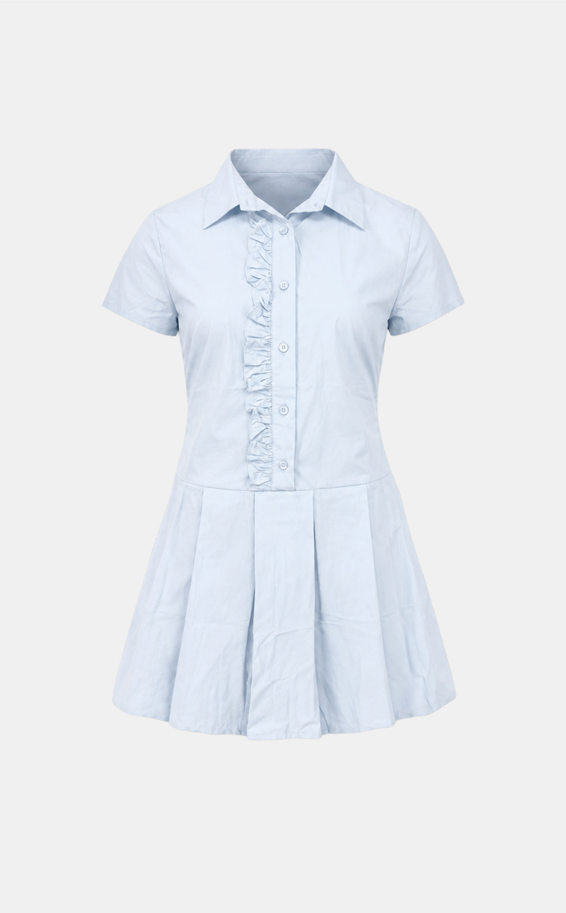 Miro Ruffle Line Mini Shirt Dress