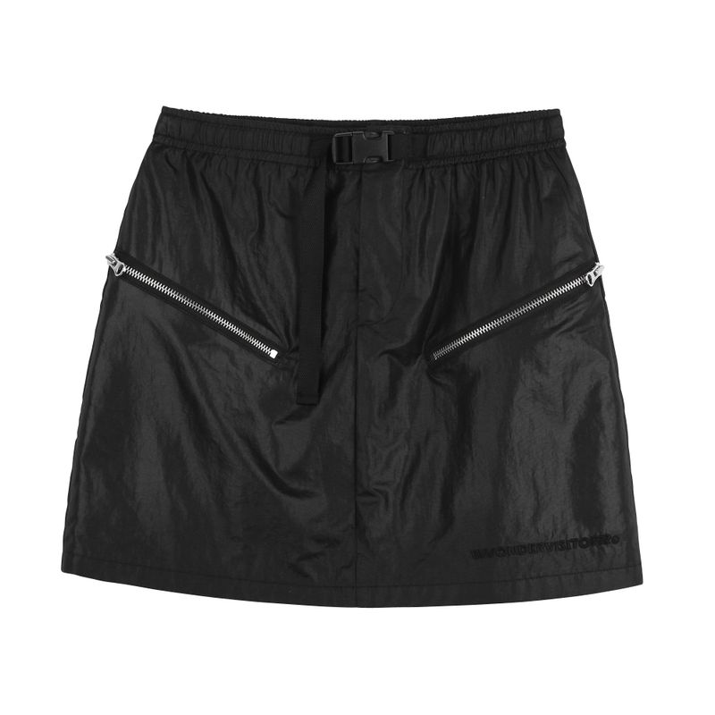 Nylon Zipper mini skirt [2 Color]