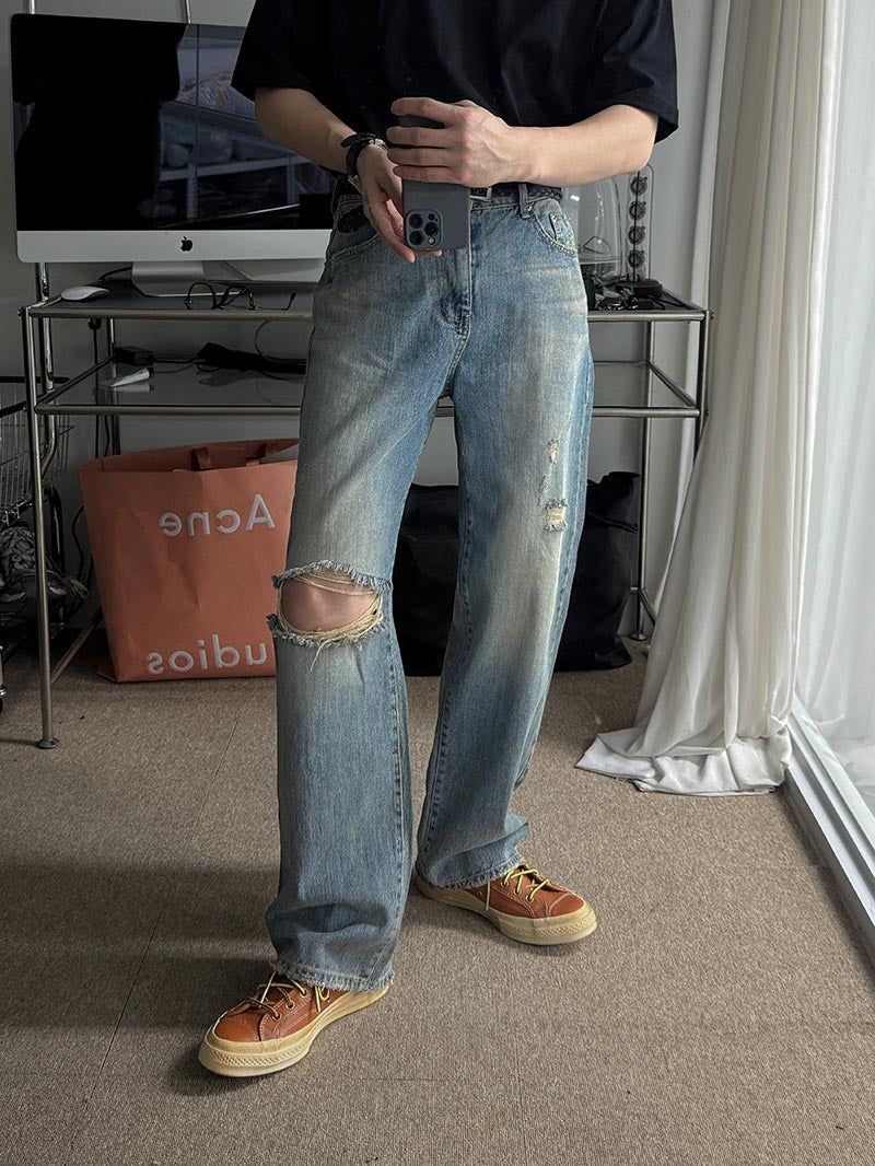 ASCLO（エジュクロ）の「ASCLO ソルトダメージカットデニムパンツ(52261)（パンツ）」