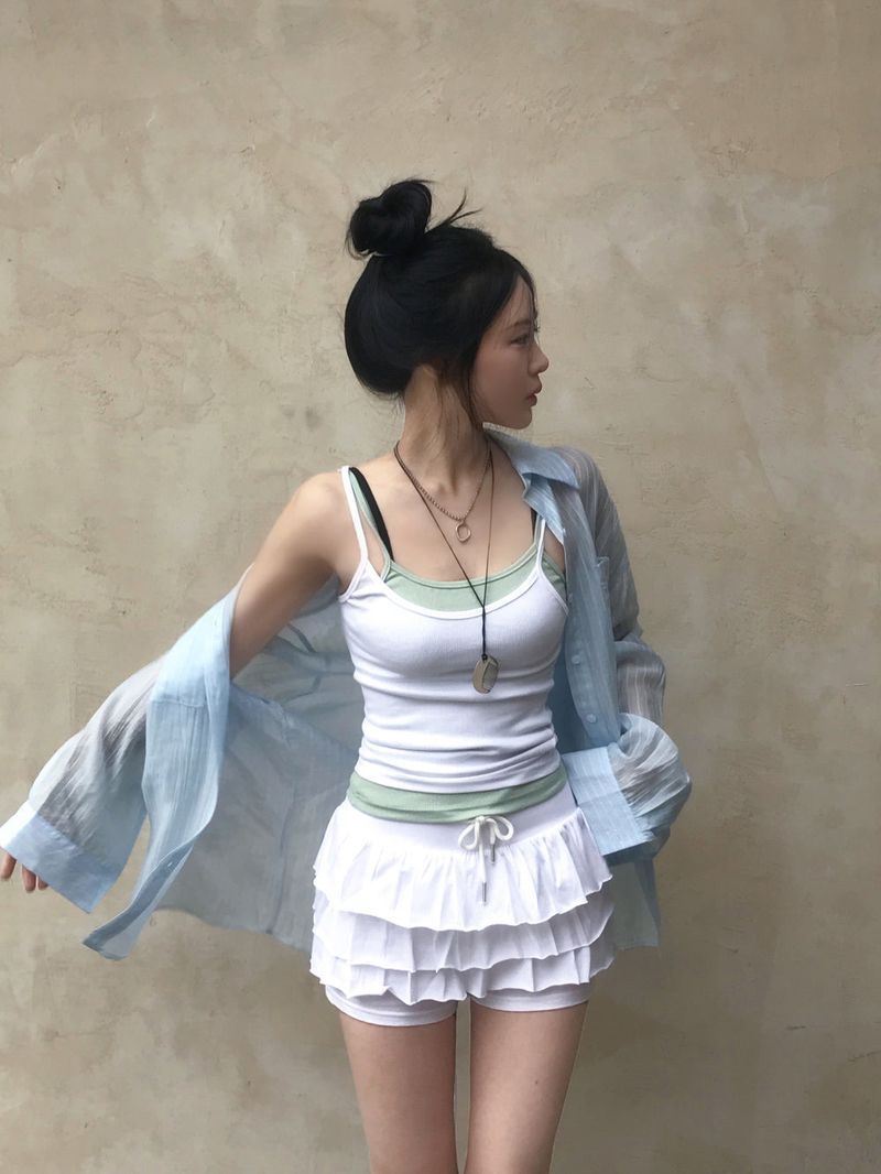 Back Note Back Strap Oversized Long Sleeve Shirt