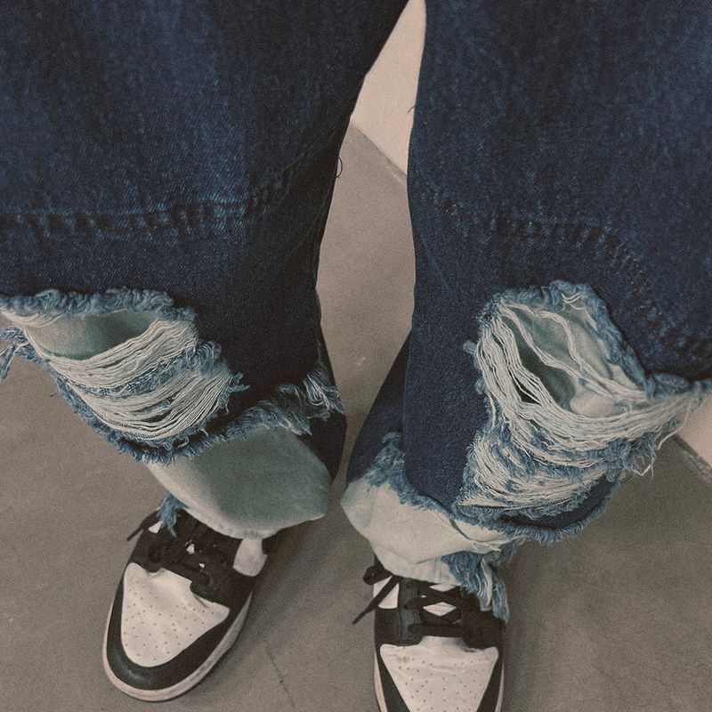 bleach denim pants_blue