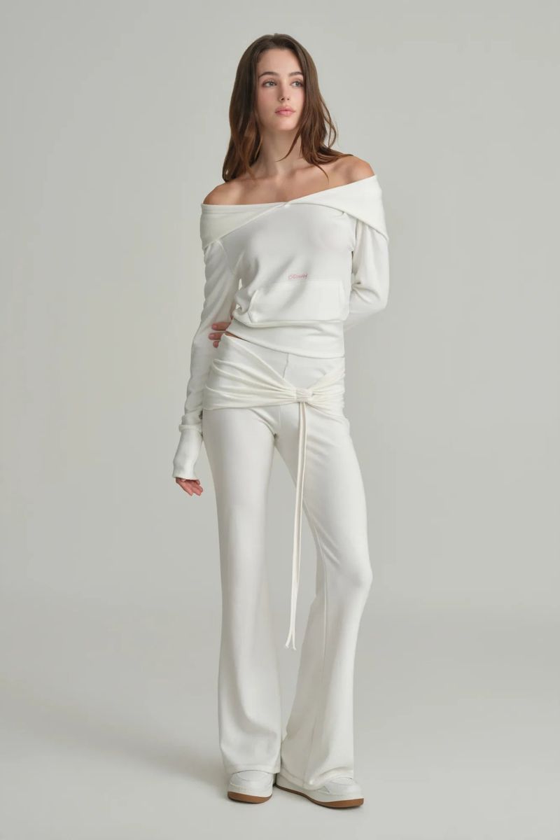 Cupcake off-shoulder hooded top, Ivory