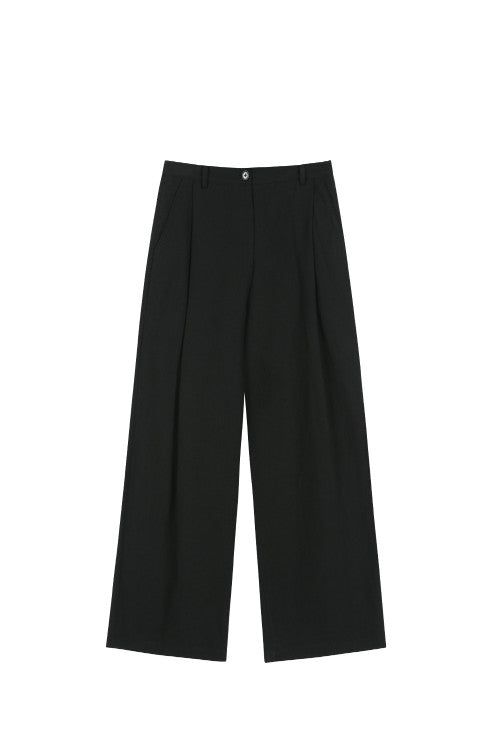 Linen Wide Pants (BLACK)