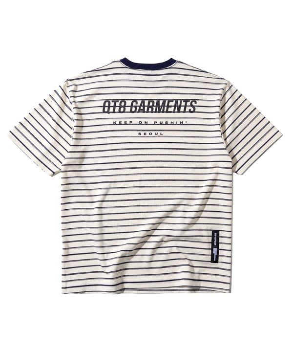 LBストライプ シンプルロゴ ウォッシュド Tシャツ(Ivory)